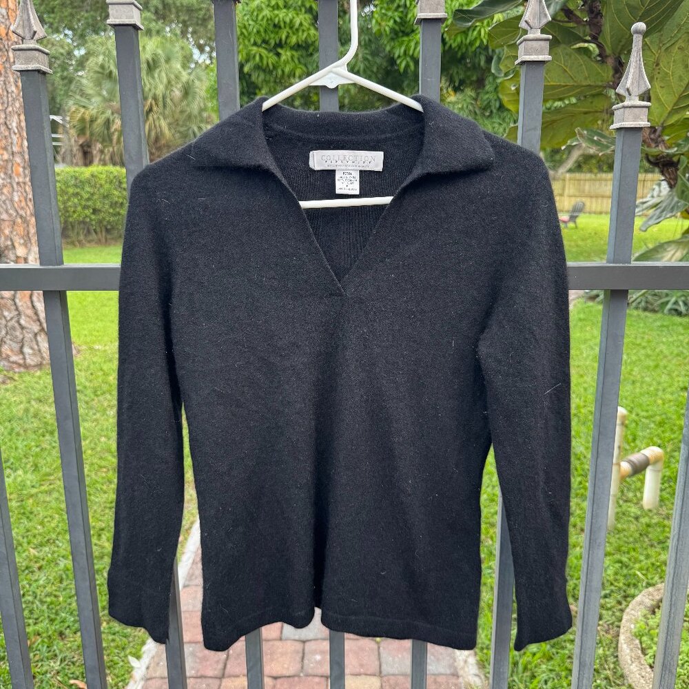 Vintage Black Collection Fifty Nine 100% cashmere petite v-neck sweater